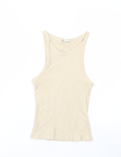 Womens UK Size S Monki Beige Basic Tank