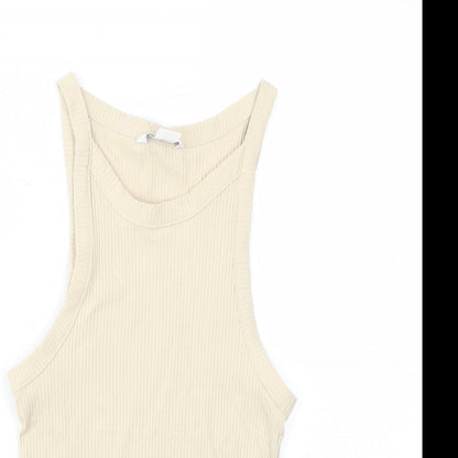Womens UK Size S Monki Beige Basic Tank