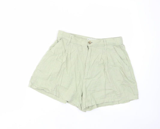 Hollister Womens Green Polyester Basic Shorts Size M L4 in Regular Zip - Pleated, Pockets