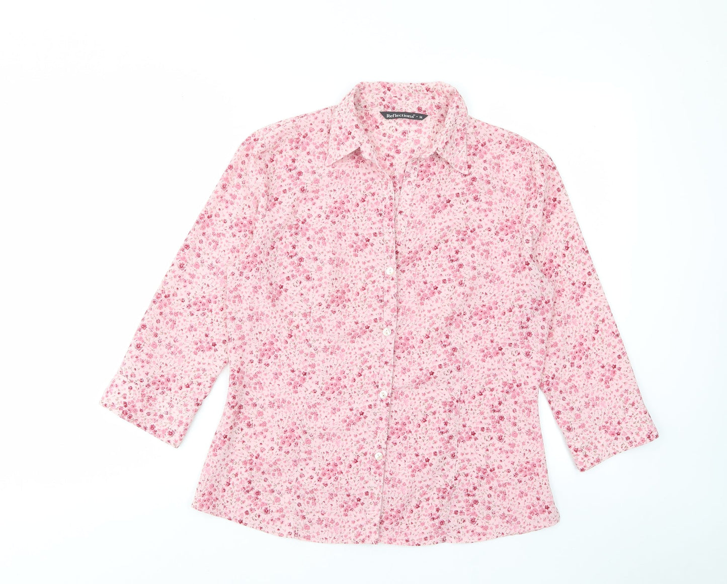 Womens UK Size M Reflections Pink Basic Button-Up