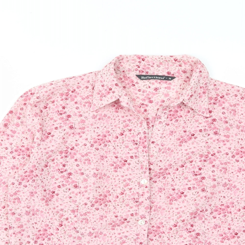 Womens UK Size M Reflections Pink Basic Button-Up