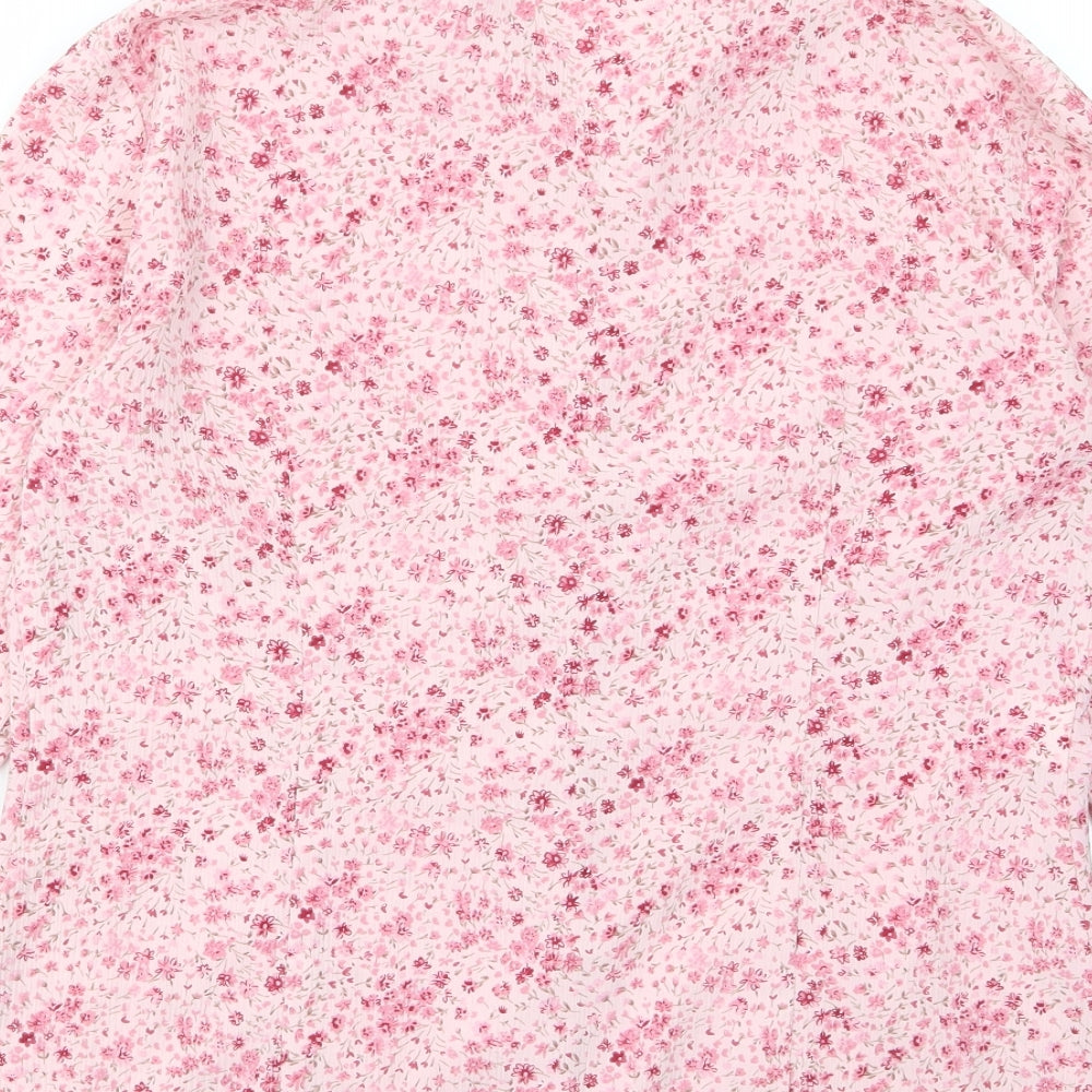 Womens UK Size M Reflections Pink Basic Button-Up