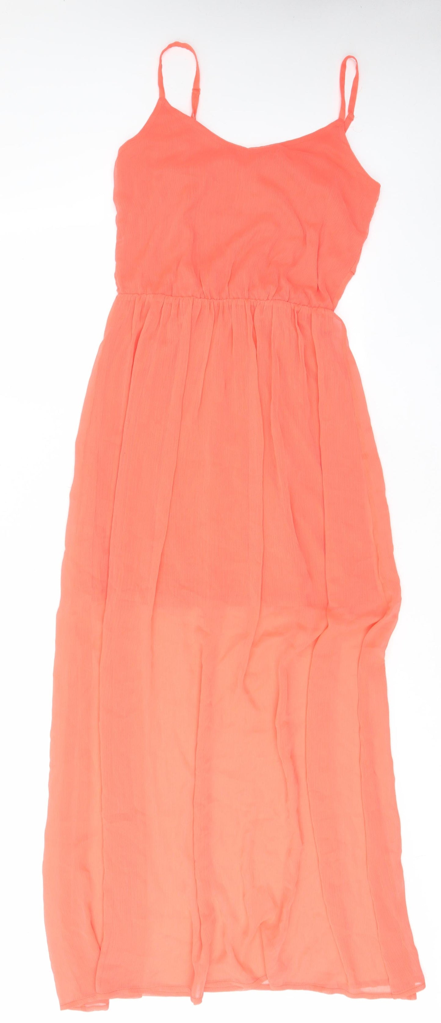 Pull&Bear Womens Pink Polyester A-Line Size L V-Neck Pullover - Pleated