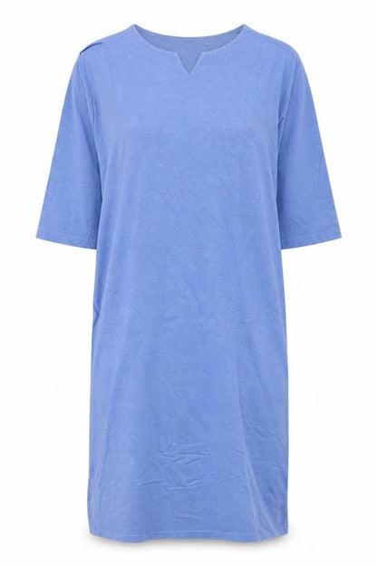 Cypress Womens Blue Cotton A-Line Size M V-Neck Pullover - Pockets