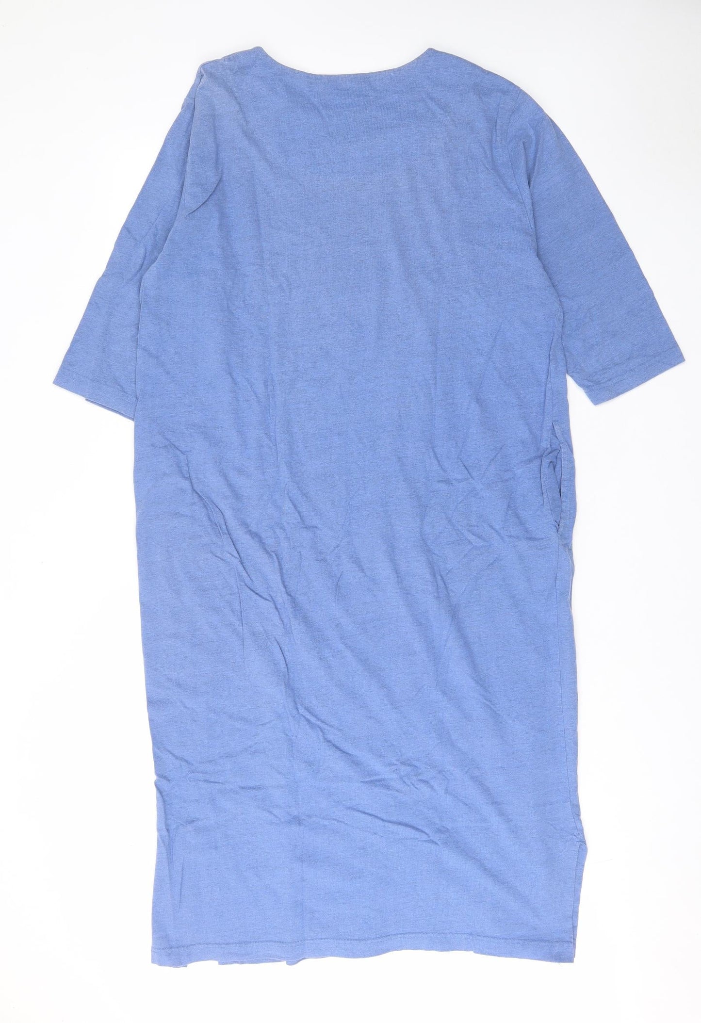 Cypress Womens Blue Cotton A-Line Size M V-Neck Pullover - Pockets