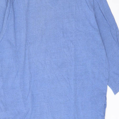 Cypress Womens Blue Cotton A-Line Size M V-Neck Pullover - Pockets