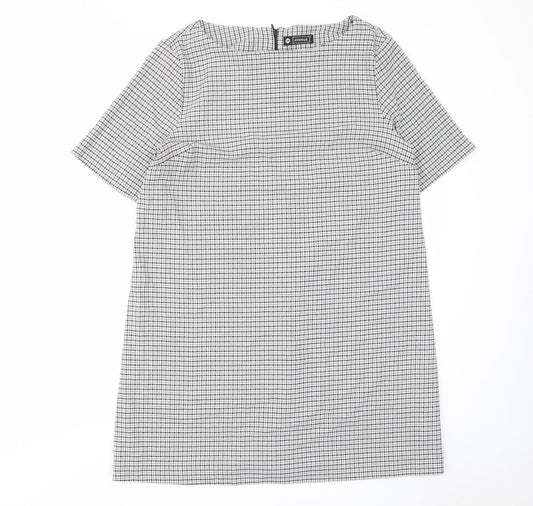 Avenue Womens Grey Houndstooth Polyester A-Line Size 18 Boat Neck Zip