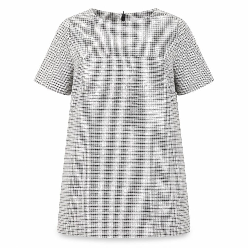 Avenue Womens Grey Houndstooth Polyester A-Line Size 18 Boat Neck Zip