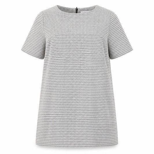 Avenue Womens Grey Houndstooth Polyester A-Line Size 18 Boat Neck Zip