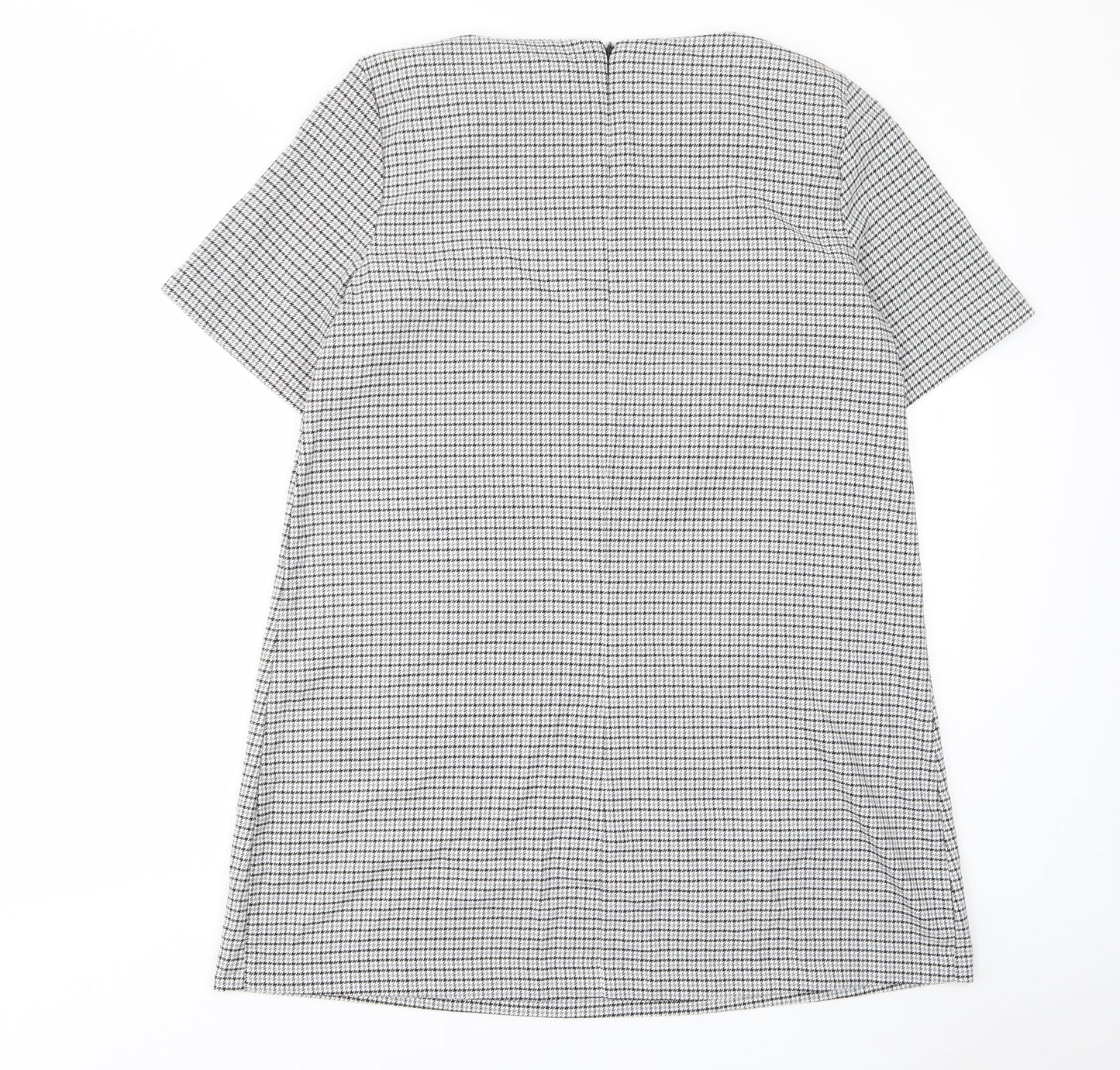 Avenue Womens Grey Houndstooth Polyester A-Line Size 18 Boat Neck Zip