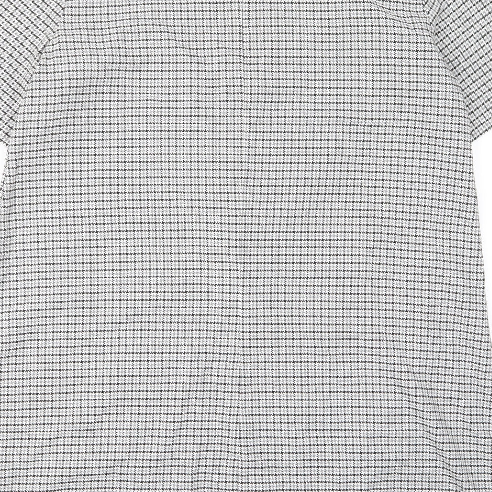Avenue Womens Grey Houndstooth Polyester A-Line Size 18 Boat Neck Zip