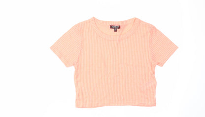 Womens UK Size 10 Topshop Pink Cropped T-Shirt