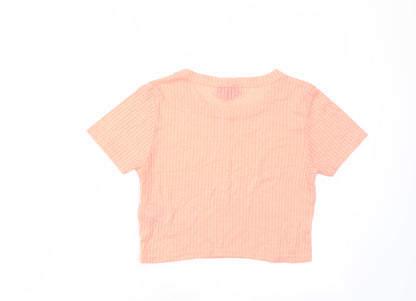Womens UK Size 10 Topshop Pink Cropped T-Shirt