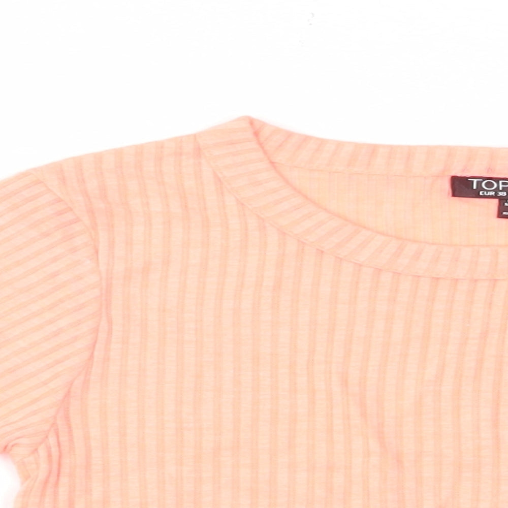 Womens UK Size 10 Topshop Pink Cropped T-Shirt