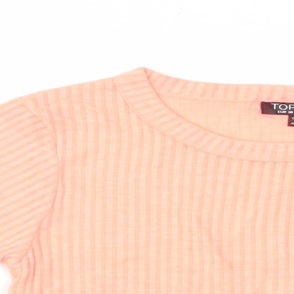 Womens UK Size 10 Topshop Pink Cropped T-Shirt