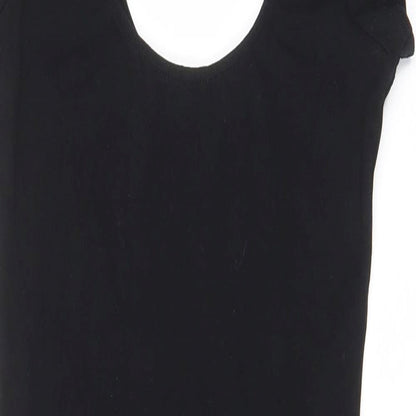 River Island Womens Black Cotton Bodycon Size 10 Scoop Neck
