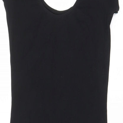 River Island Womens Black Cotton Bodycon Size 10 Scoop Neck