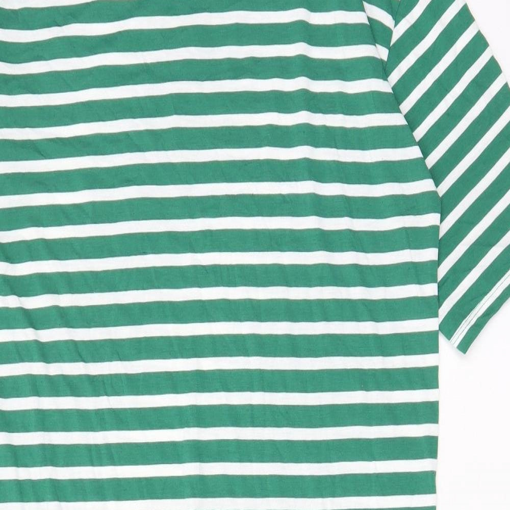 Crep Womens Green Striped Polyester T-Shirt Dress Size M Crew Neck