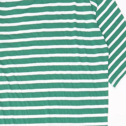 Crep Womens Green Striped Polyester T-Shirt Dress Size M Crew Neck