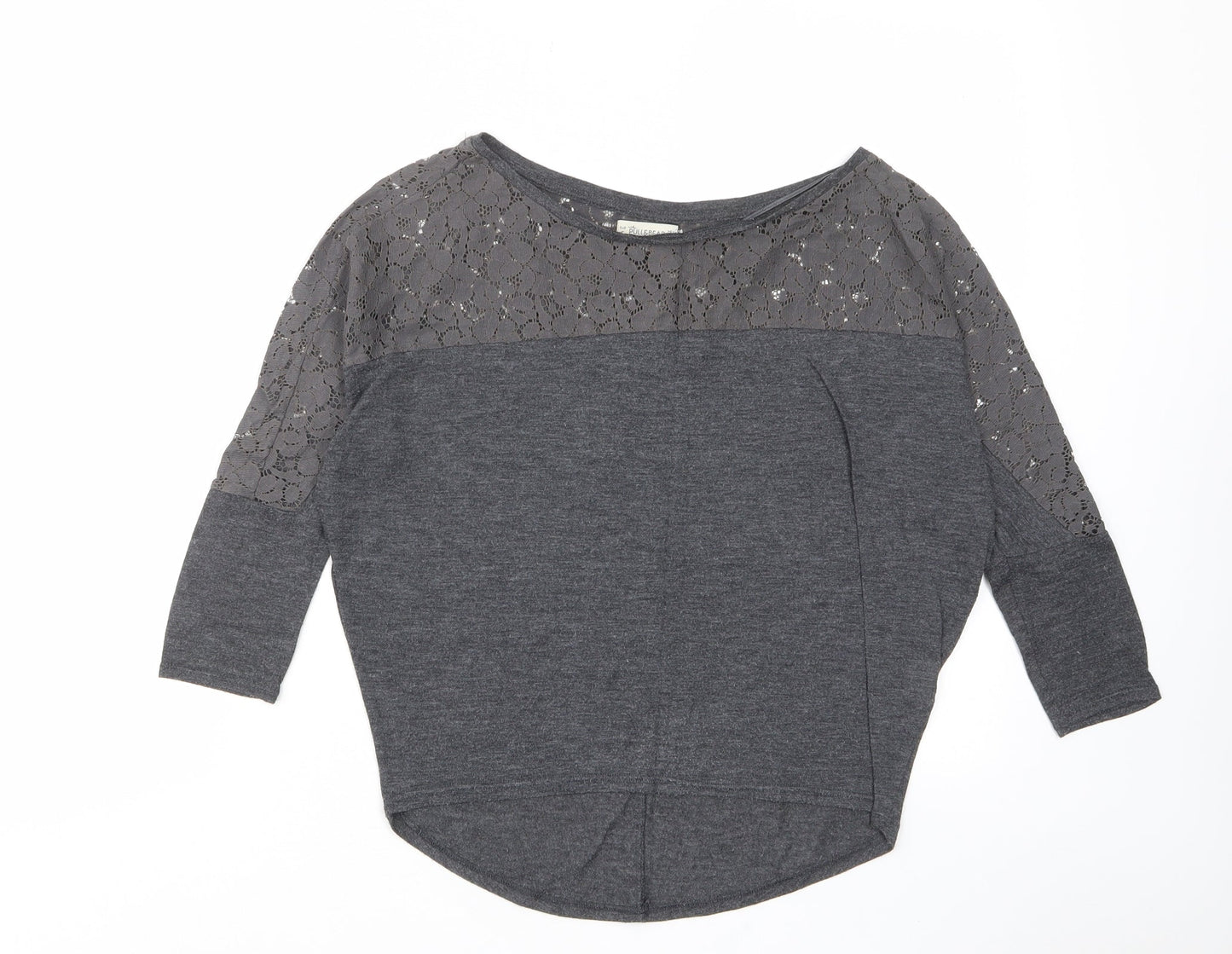 Womens UK Size S Pull&Bear Grey Basic T-Shirt