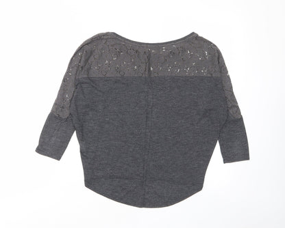 Womens UK Size S Pull&Bear Grey Basic T-Shirt