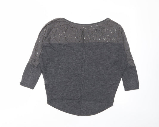 Womens UK Size S Pull&Bear Grey Basic T-Shirt