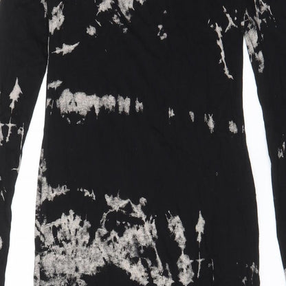 Buzy Collection Womens Black Geometric Viscose Bodycon Size M Boat Neck Pullover