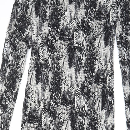 H&M Womens Black Geometric Viscose Bodycon Size S Scoop Neck Pullover
