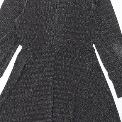 Oasis Womens Black Polyamide A-Line Size M Crew Neck Button - Keyhole neck