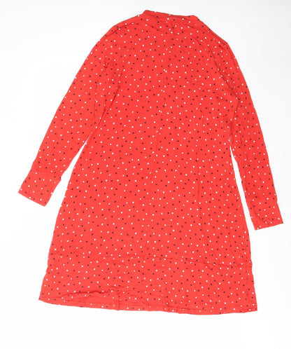 Marks and Spencer Womens Red Geometric Viscose A-Line Size 14 Round Neck Pullover