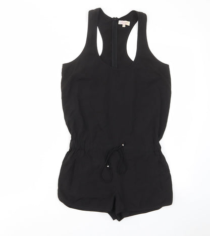 River Island Womens Black Polyester Playsuit One-Piece Size 8 L3 in Zip - Drawstring