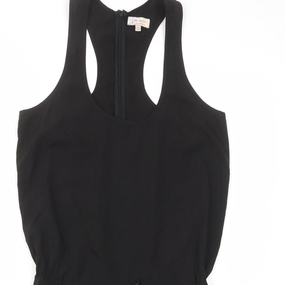 River Island Womens Black Polyester Playsuit One-Piece Size 8 L3 in Zip - Drawstring