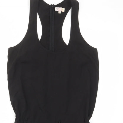 River Island Womens Black Polyester Playsuit One-Piece Size 8 L3 in Zip - Drawstring