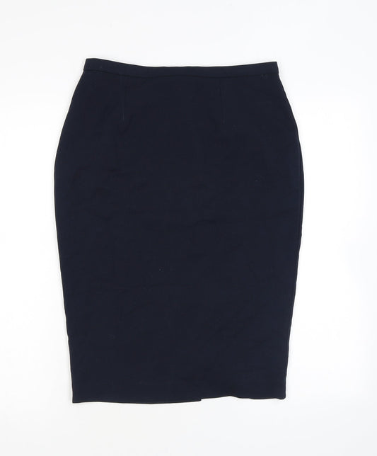 Marks and Spencer Womens Blue Polyester Straight & Pencil Skirt Size 10 Zip