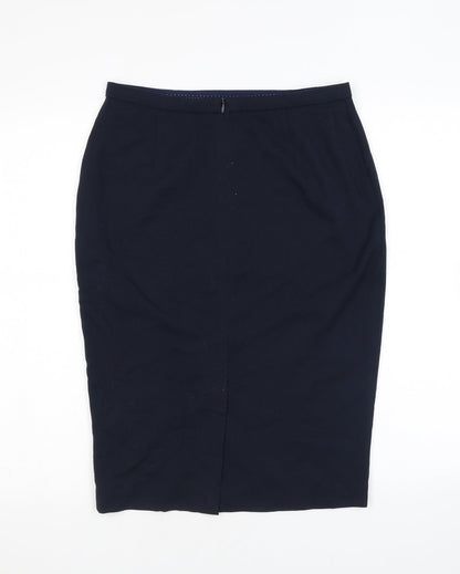 Marks and Spencer Womens Blue Polyester Straight & Pencil Skirt Size 10 Zip