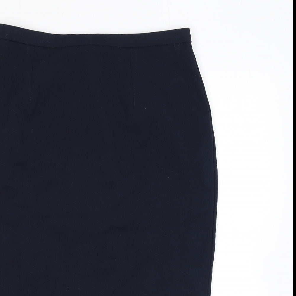 Marks and Spencer Womens Blue Polyester Straight & Pencil Skirt Size 10 Zip