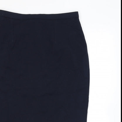 Marks and Spencer Womens Blue Polyester Straight & Pencil Skirt Size 10 Zip