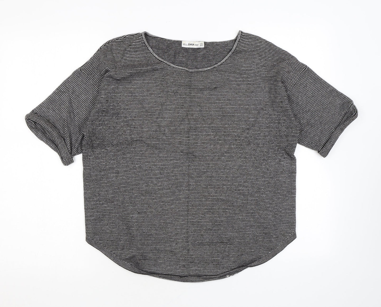 Womens UK Size M Zara Black Basic T-Shirt
