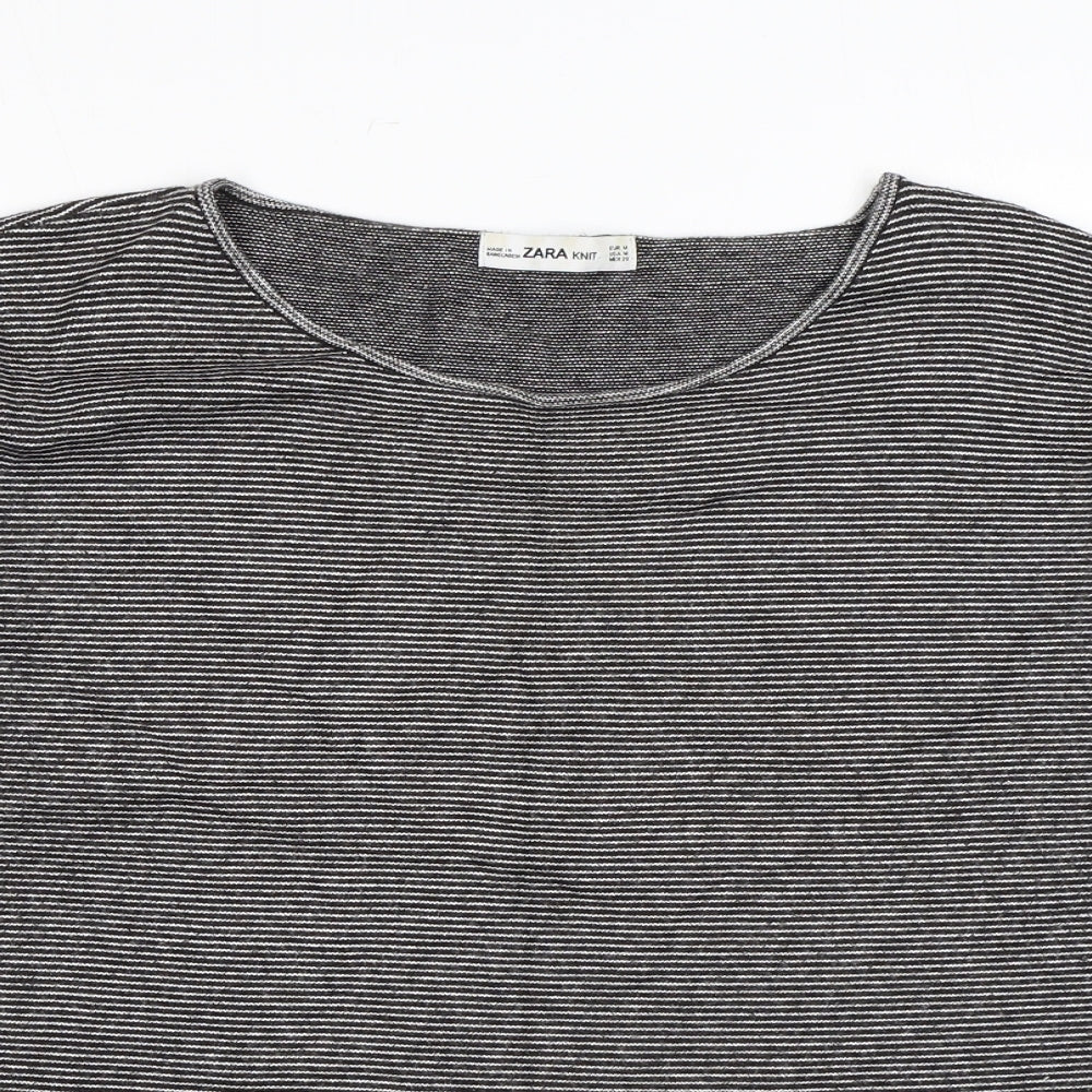 Womens UK Size M Zara Black Basic T-Shirt