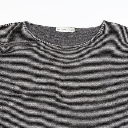 Womens UK Size M Zara Black Basic T-Shirt