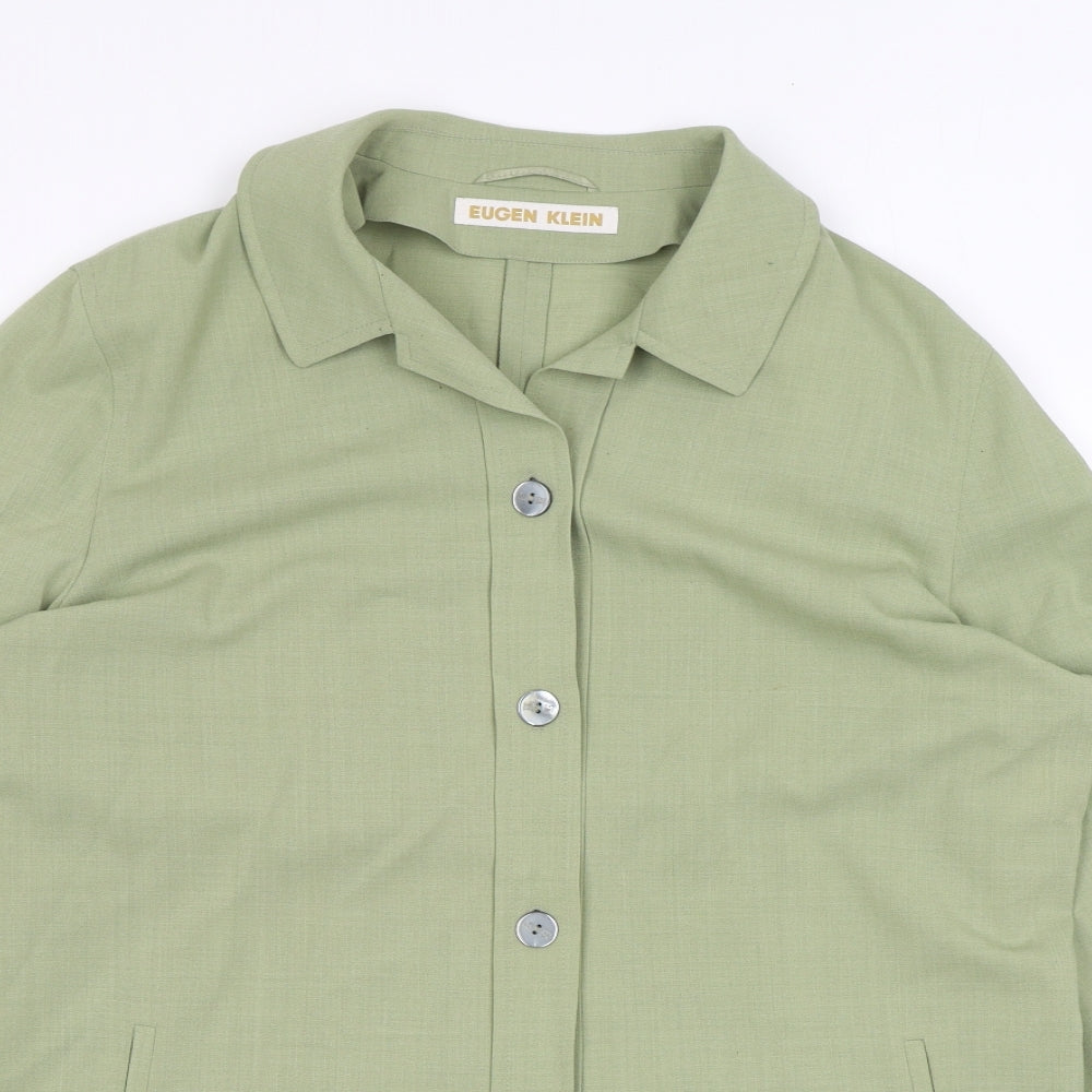 Eugen Klein Womens Green Polyester Basic Button-Up Size 16 Collared