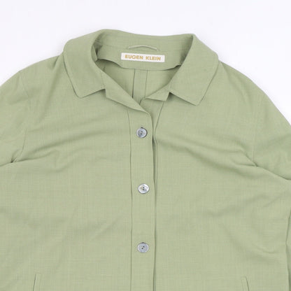 Eugen Klein Womens Green Polyester Basic Button-Up Size 16 Collared