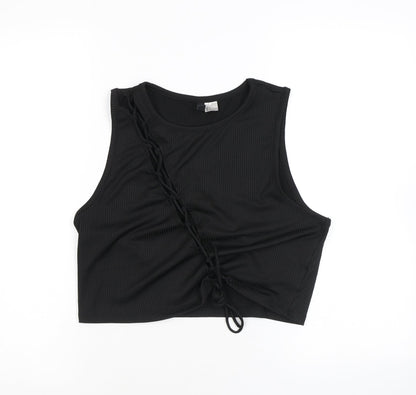 Womens UK Size L Divided by H&M Black Cropped Tank