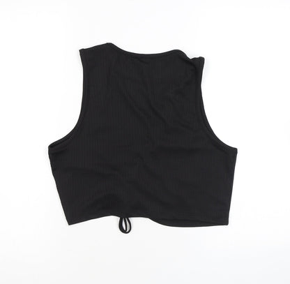 Womens UK Size L Divided by H&M Black Cropped Tank