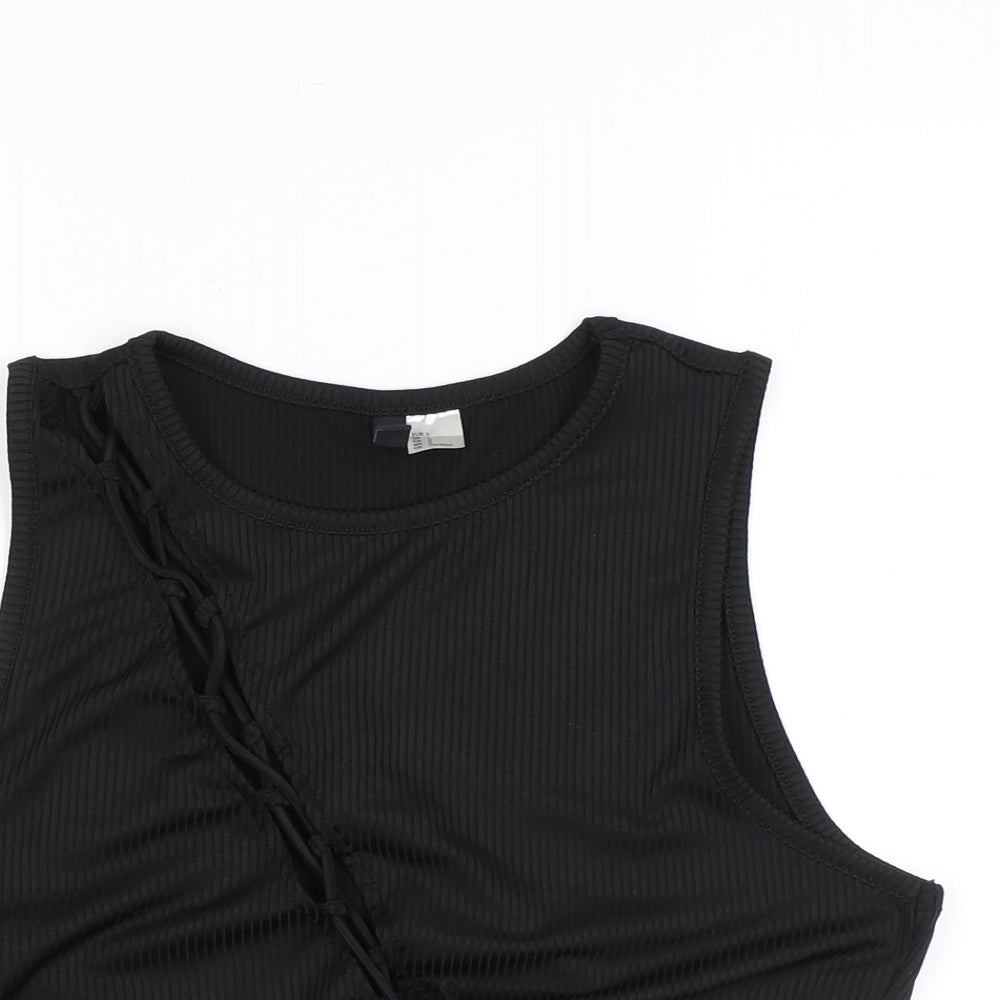 Womens UK Size L Divided by H&M Black Cropped Tank