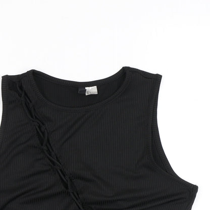 Womens UK Size L Divided by H&M Black Cropped Tank