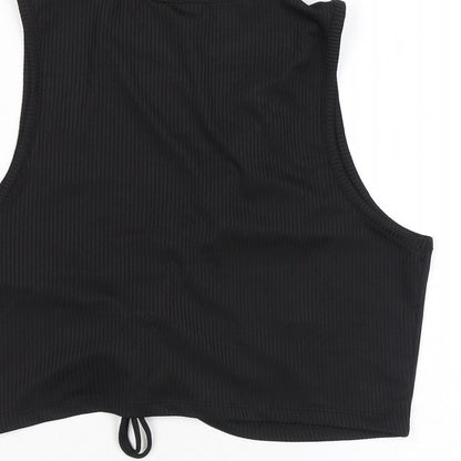 Womens UK Size L Divided by H&M Black Cropped Tank