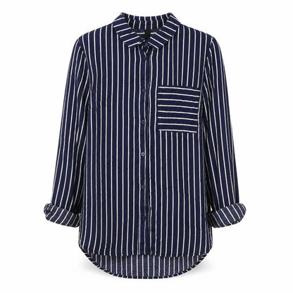 H&M Womens Blue Striped Viscose Basic Button-Up Size 6 Collared