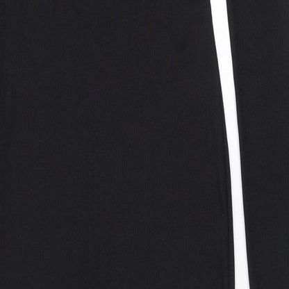 PRETTYLITTLETHING Womens Black Polyester Bodycon Size 6 Scoop Neck Button