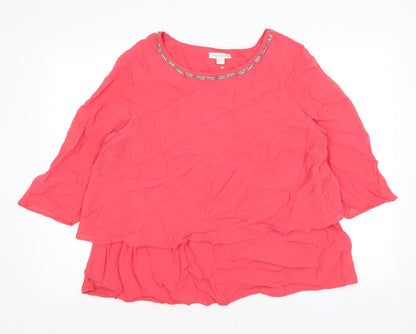 Womens UK Size 16 Monsoon Pink Basic Blouse